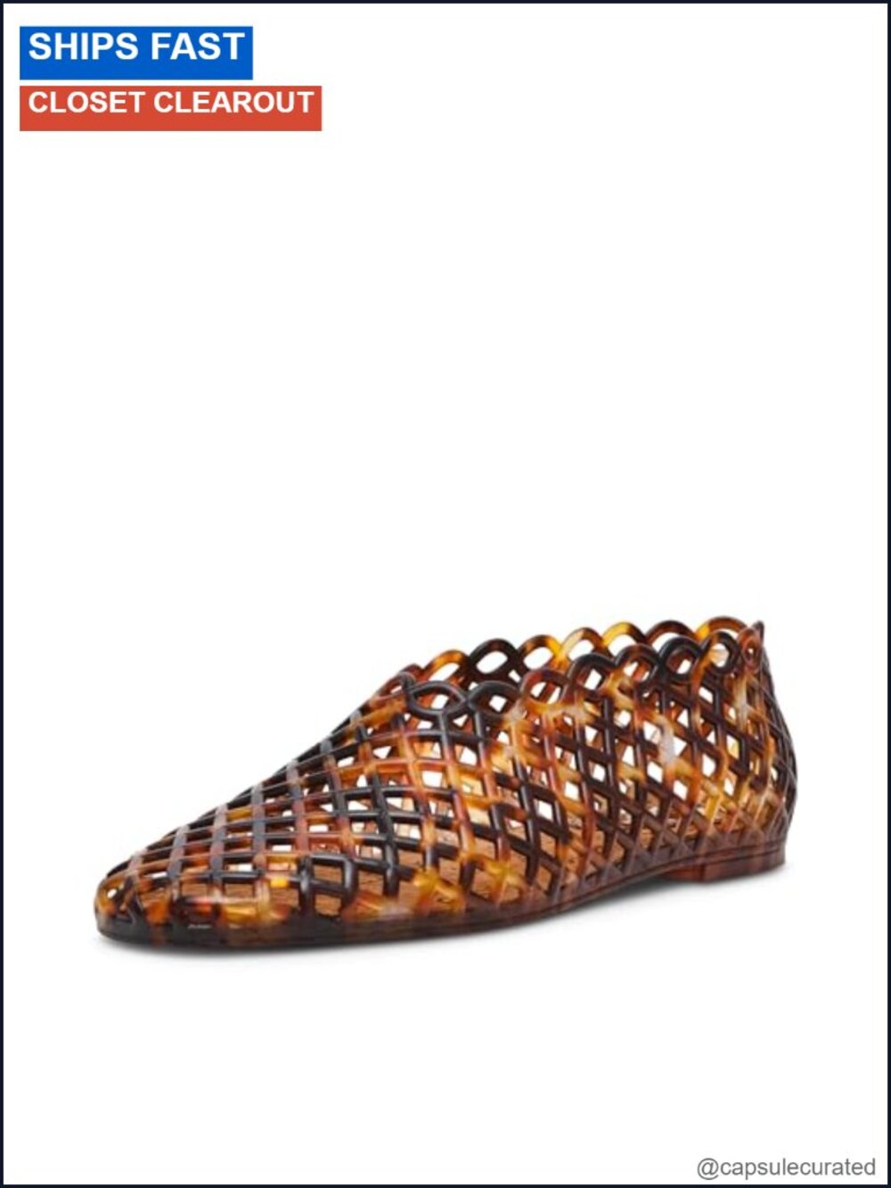 Square Toe Jelly Cage Ballet Flat